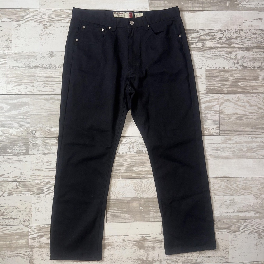 PJ MARK Jeans Mens 38x32 Black Regular Fit Straight Leg Denim Pants Dark Wash